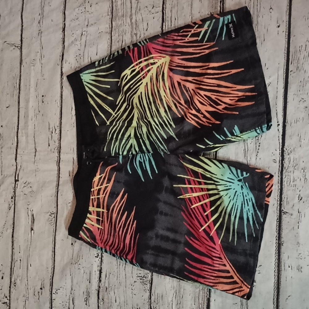 Hurley Men's Black Red Orange Palm Print Board Shorts 33